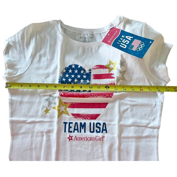 NEW American Girl Team USA T-SHIRT For GIRLS XL 18/20 TEE Patriotic Heart Flag - Picture 5 of 7